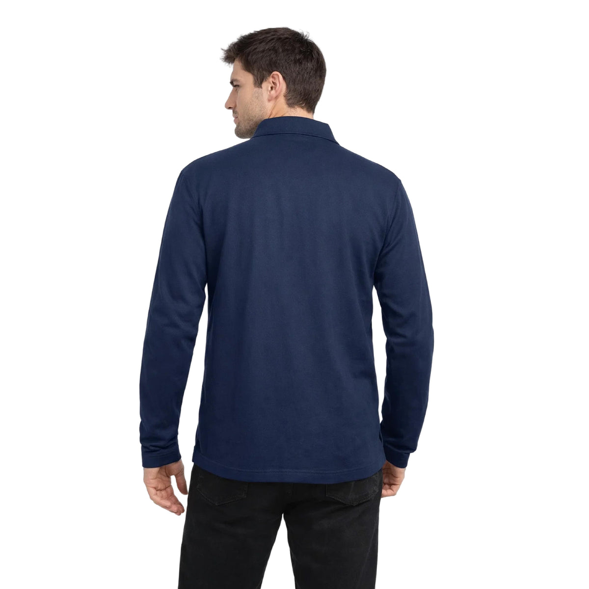 Polera Pique Manga Larga PF 913N Azul Marino Hombre-thumbmail-2